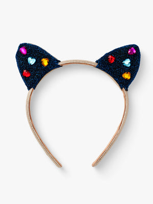 Stych Girls Multi colour Rainbow Heart Gem Reversible Cat Ears Headband