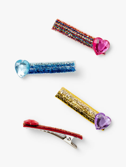 Heart Jewelled Hair Clips