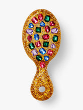 Load image into Gallery viewer, Stych Girl&#39;s Gold Sparkle Hair Brush With Rainbow Colour Gem Detail; one size