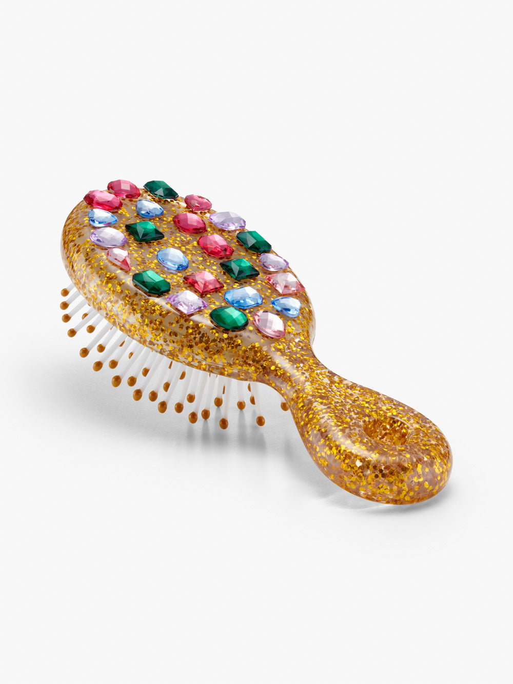 Stych Kid's Gold Glitter Rainbow Gem Embellished Hairbrush Girls One Size 