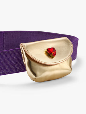 Red Heart Gem Metallic Purse Belt Bag