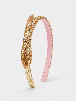 Stych Girl's Gold Crunch Glitter Headband With Bow Detail 