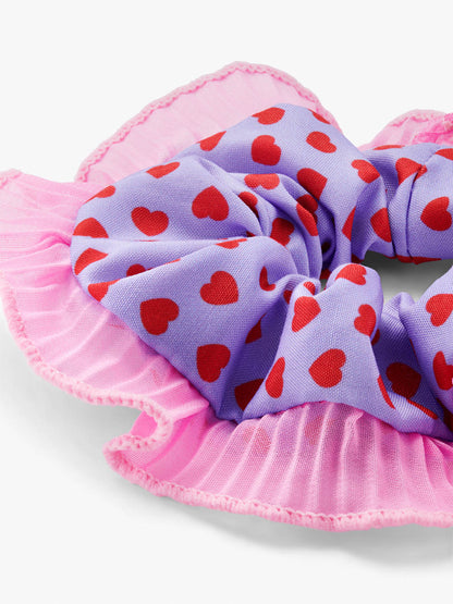 Red Heart Ruffle Scrunchie