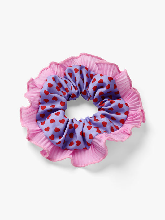 Red Heart Ruffle Scrunchie