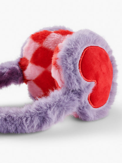 Heart Harlequin Faux Fur Earmuffs