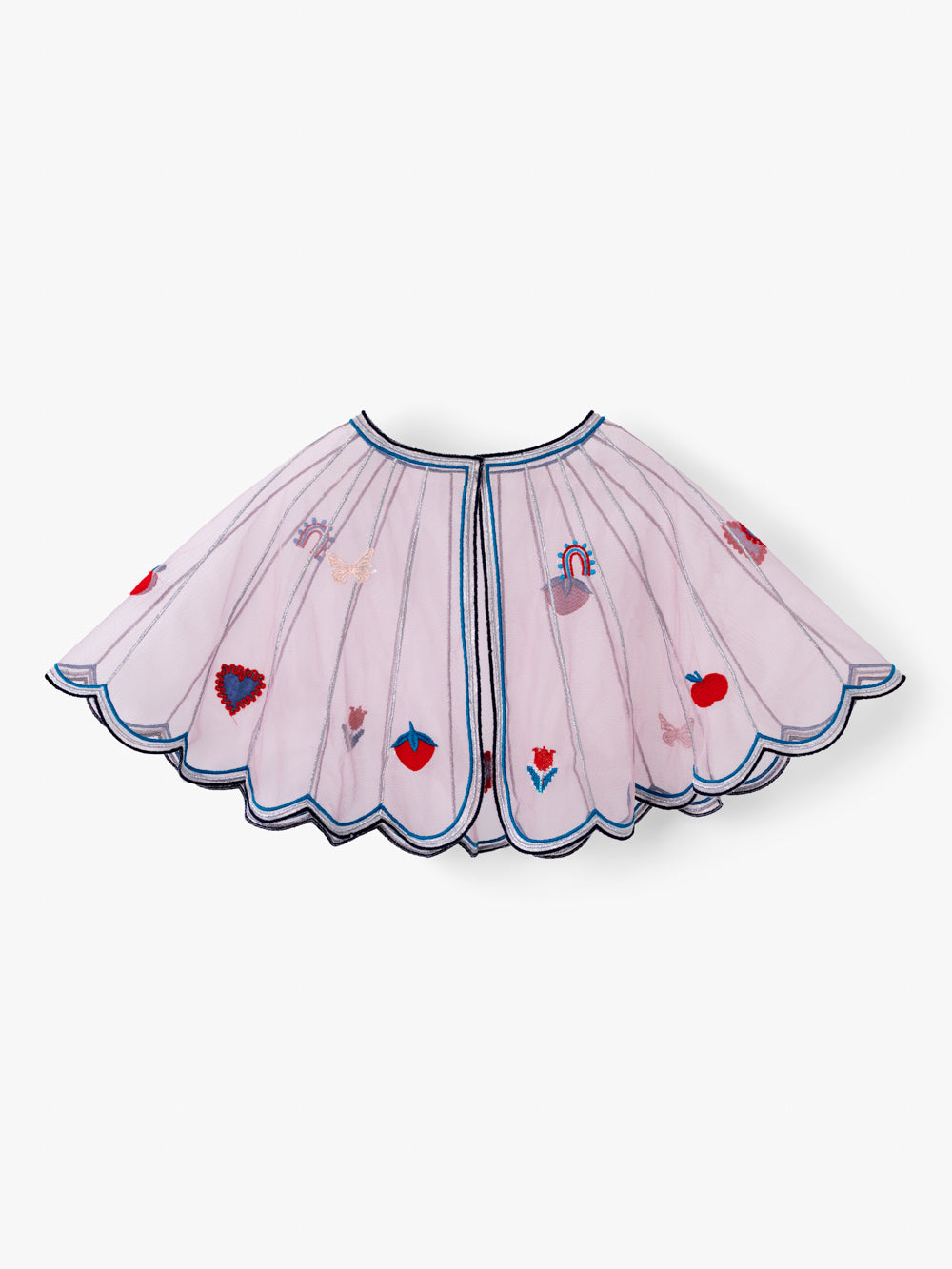 Stych Girls Tulle Cape Blush Pink Heart & Patch Embroidered One Size