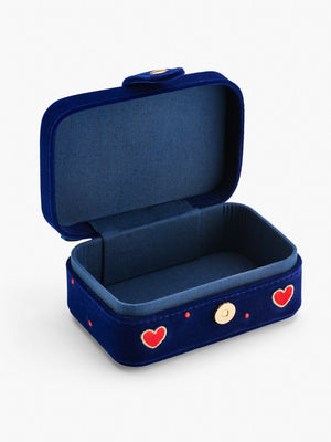 Stych Girls Blue Initial Jewellery Box With Embroidery & Bead Detail, Popper Opening, One Size