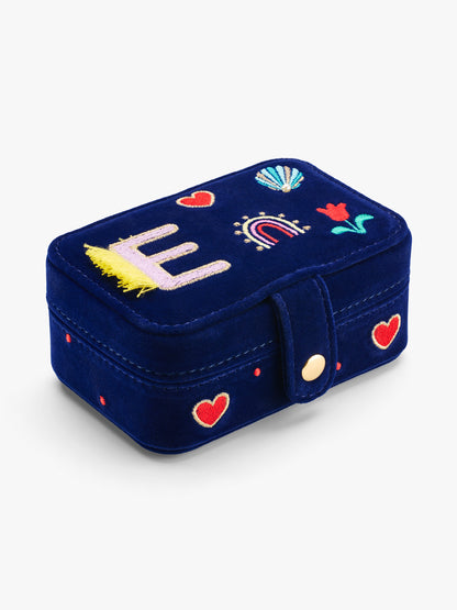 Stych Girls Blue Initial Jewellery Box With Embroidery & Bead Detail, Popper Opening, One Size