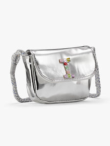 Initial Silver Metallic Mini Crossbody Bag