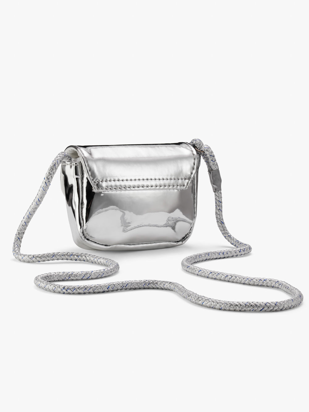 Girls Initial Sequin Silver Metallic Mini Crossbody Bag