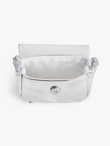 Initial Silver Metallic Mini Crossbody Bag