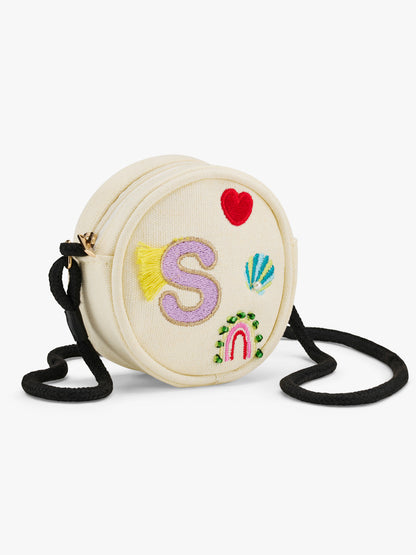 Initial Embroidered Fringe Crossbody Bag S