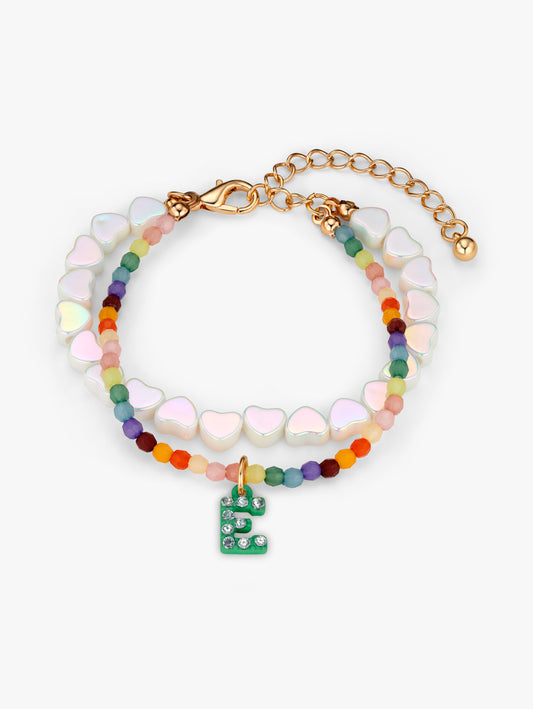 Personalised Initial Beaded Bracelet Set E