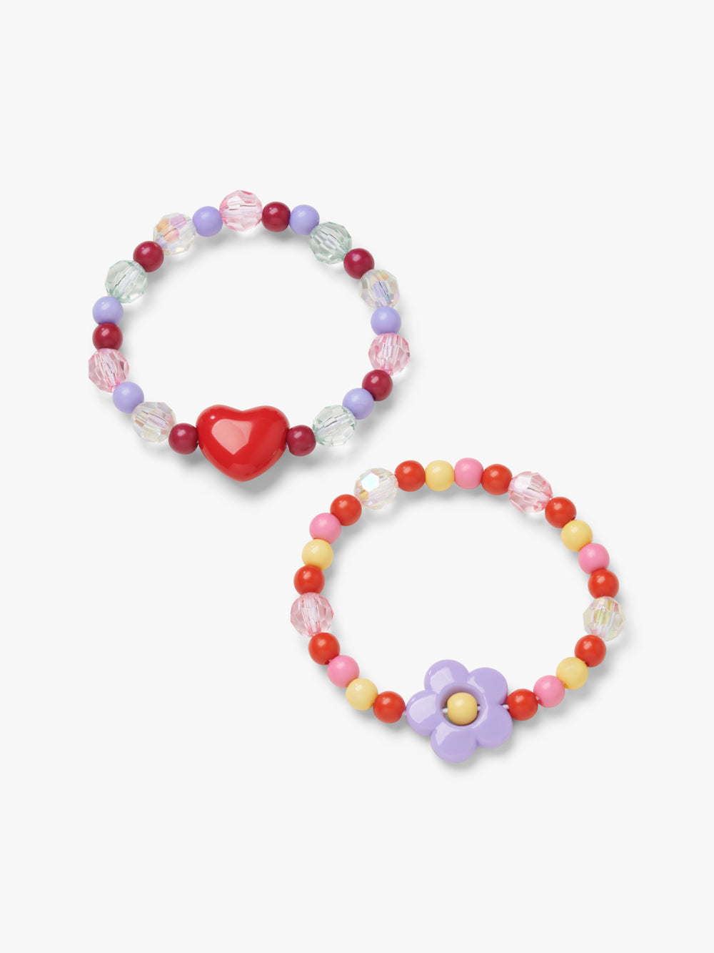 Stych Kids Heart And Flower Beaded Bracelet Set 2 pk Multi Colour&nbsp;