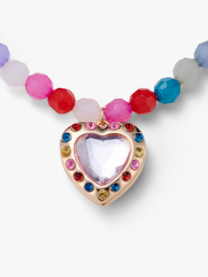 Heart Gem Locket Beaded Necklace