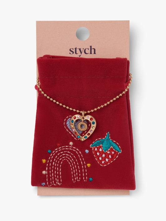 Personalised Initial Gem Heart Necklace O