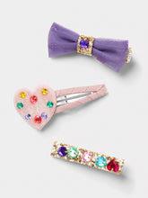 Load image into Gallery viewer, Stych Girl&#39;s Pack of 3 Rainbow Gem &amp; Tulle Hair Clips Multi colour 