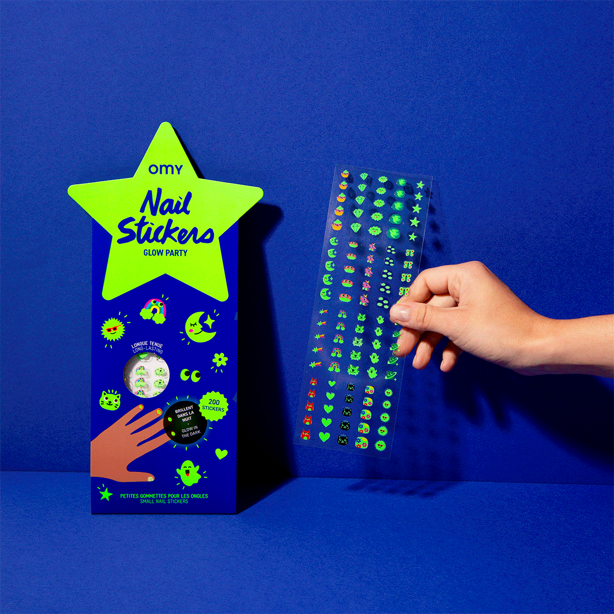 Kids OMY Brand Glow Party 200 Nail Sticker Set | Stych – Stych Accessories