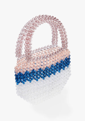 Stych Girls Beaded Kids Tote Bag Pink Blue, 2 handles, one size 
