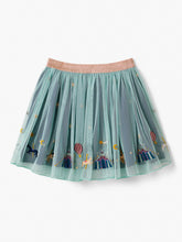 Load image into Gallery viewer, Stych Girls&#39; Blue Once Upon A Time Embroidered Carousel Tulle Twirling Skirt With Gold Sparkle Elasticated  Waistband Ages 3-5 &amp; 6-8 years