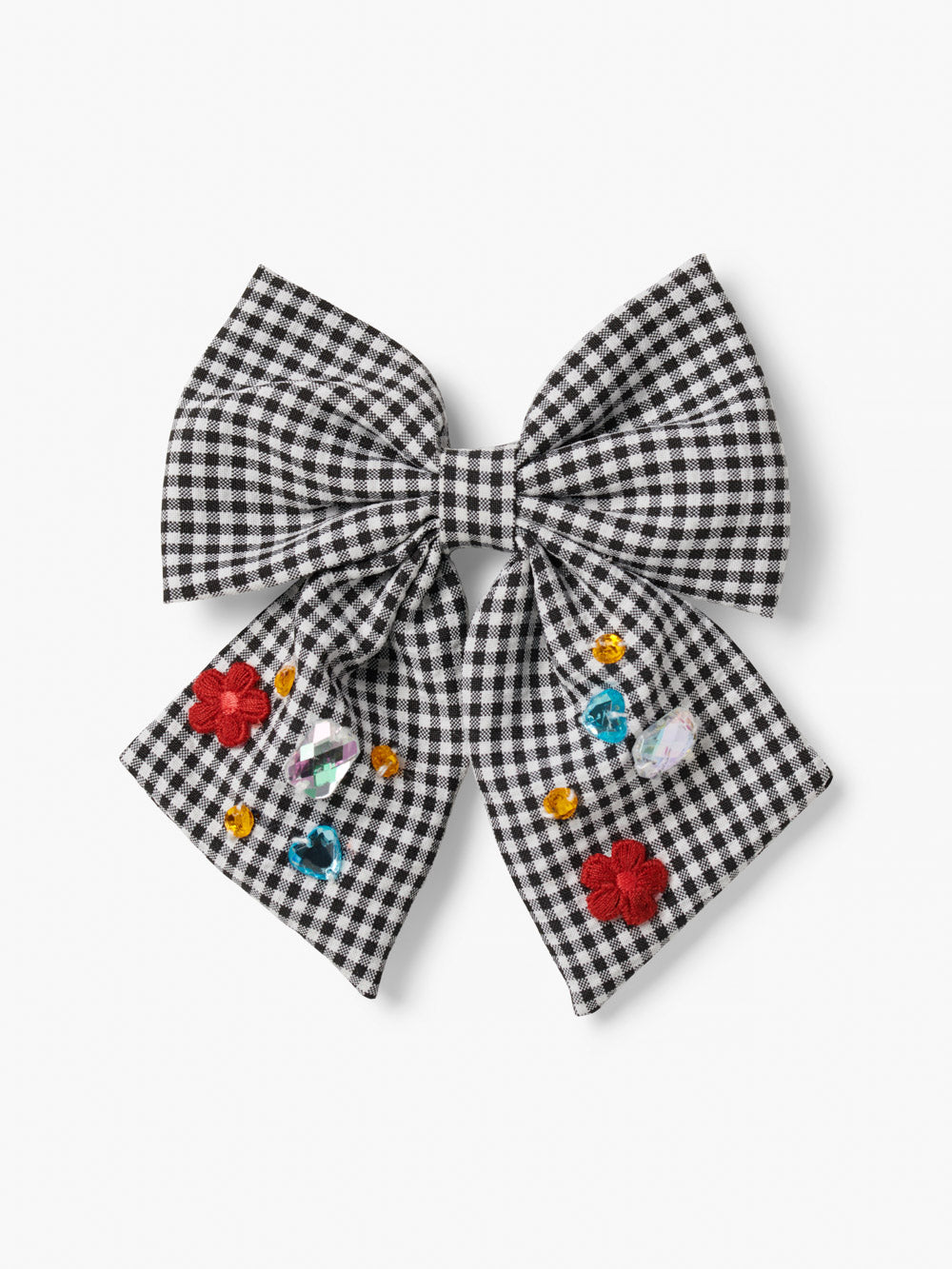 Stych Kids Oversized Bow Gem Hair Clip Gingham Black