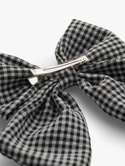 Oversized Bow Gem Hair Clip Gingham