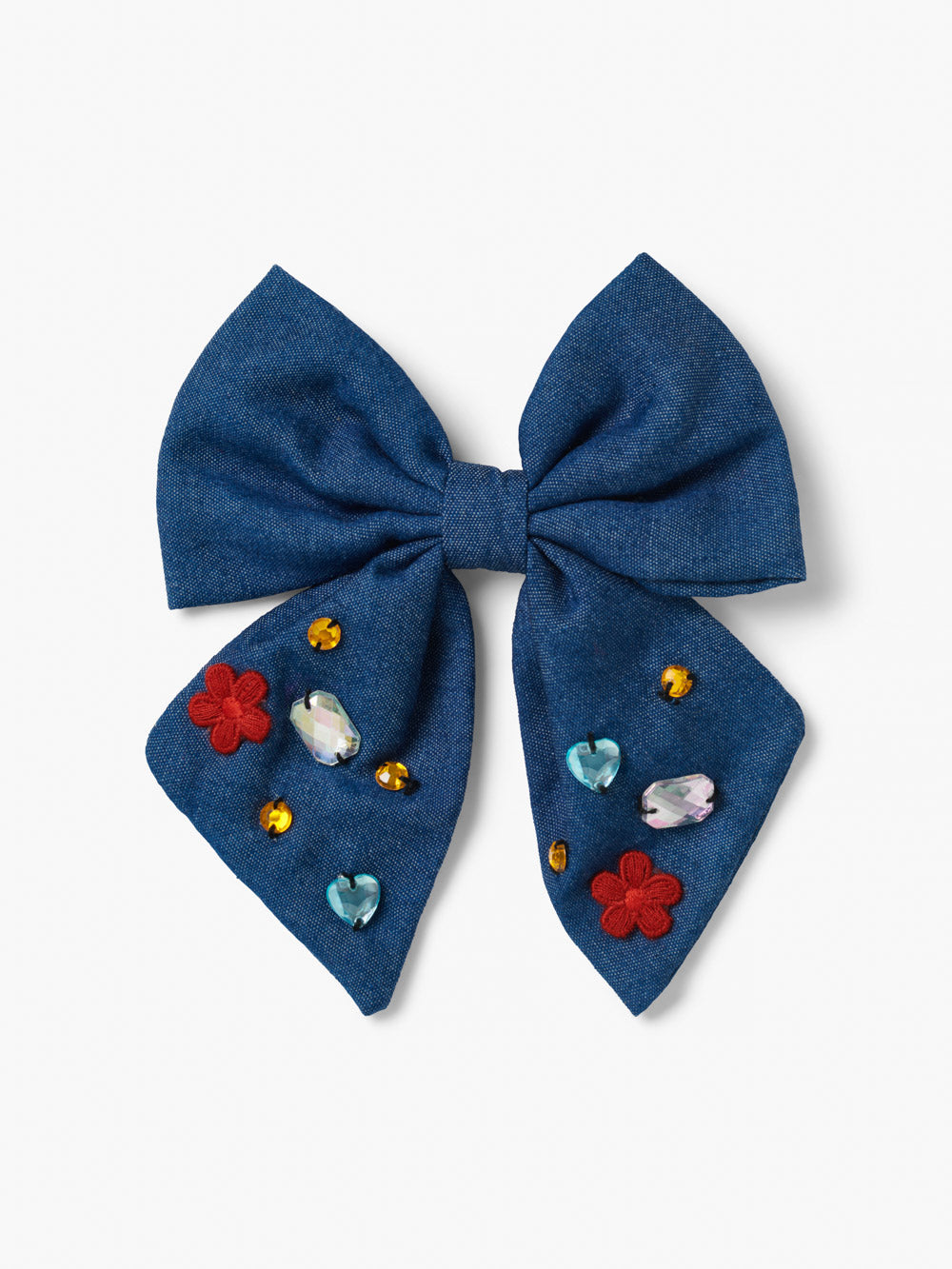 Stych Kids Oversized Chambray Bow Gem Hair Clip