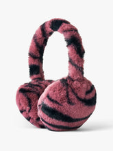 Load image into Gallery viewer, Stych Girl&#39;s Pink Faux Fur Zebra Stripe Print Earmuffs With Adjustable Height