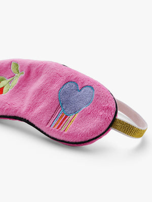 Stych Girls Pink Velor Eye Mask With Embroidery Detail: Elasticated Gold Lurex Strep