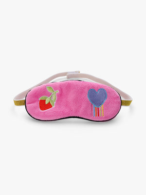 Stych Girls Pink Velor Sleep Eye Mask With Embroidery Detail: Elasticated Gold Lurex Strep
