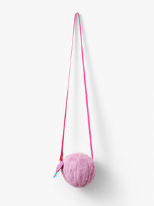 Stych Girls' Pink Faux Fur Crossbody Pom Bag With Heart Tassel Zip Charm; one size 