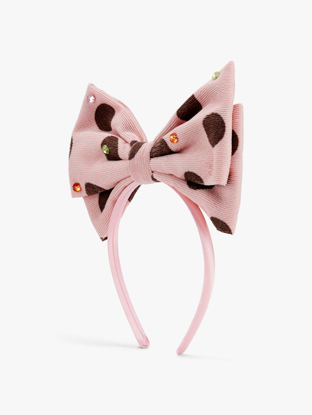 Polka Dot Statement Bow Headband Pink