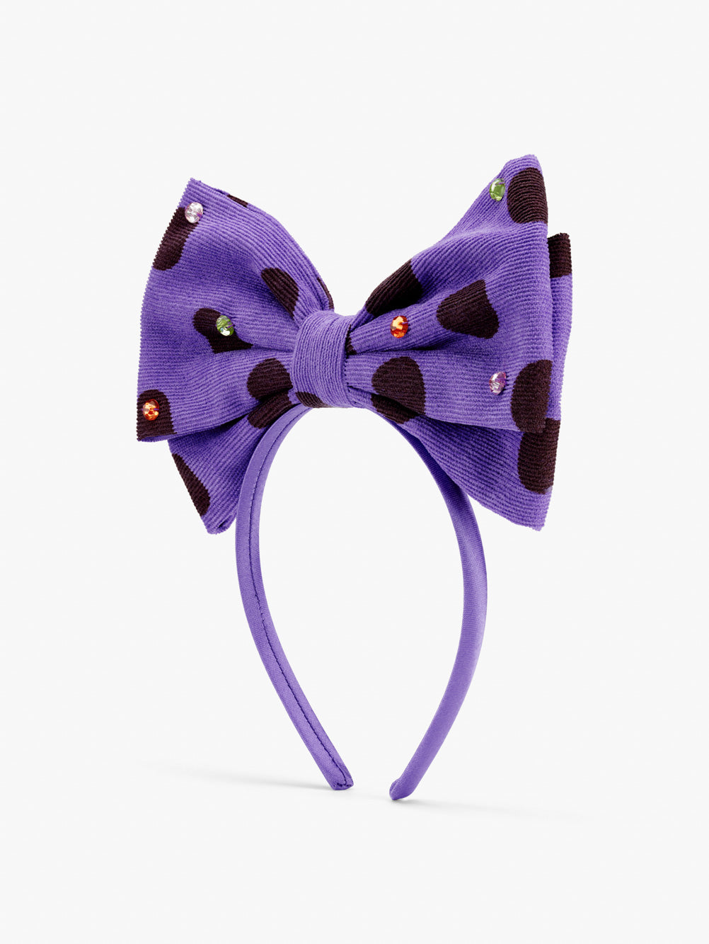 Polka Dot Statement Bow Headband Purple