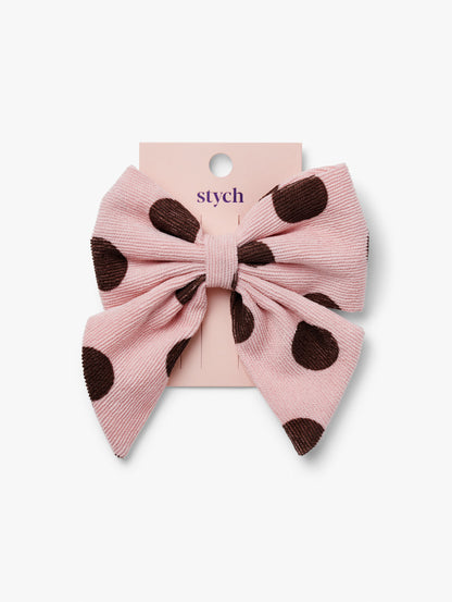 Polka Dot Statement Hair Bow Clip Pink