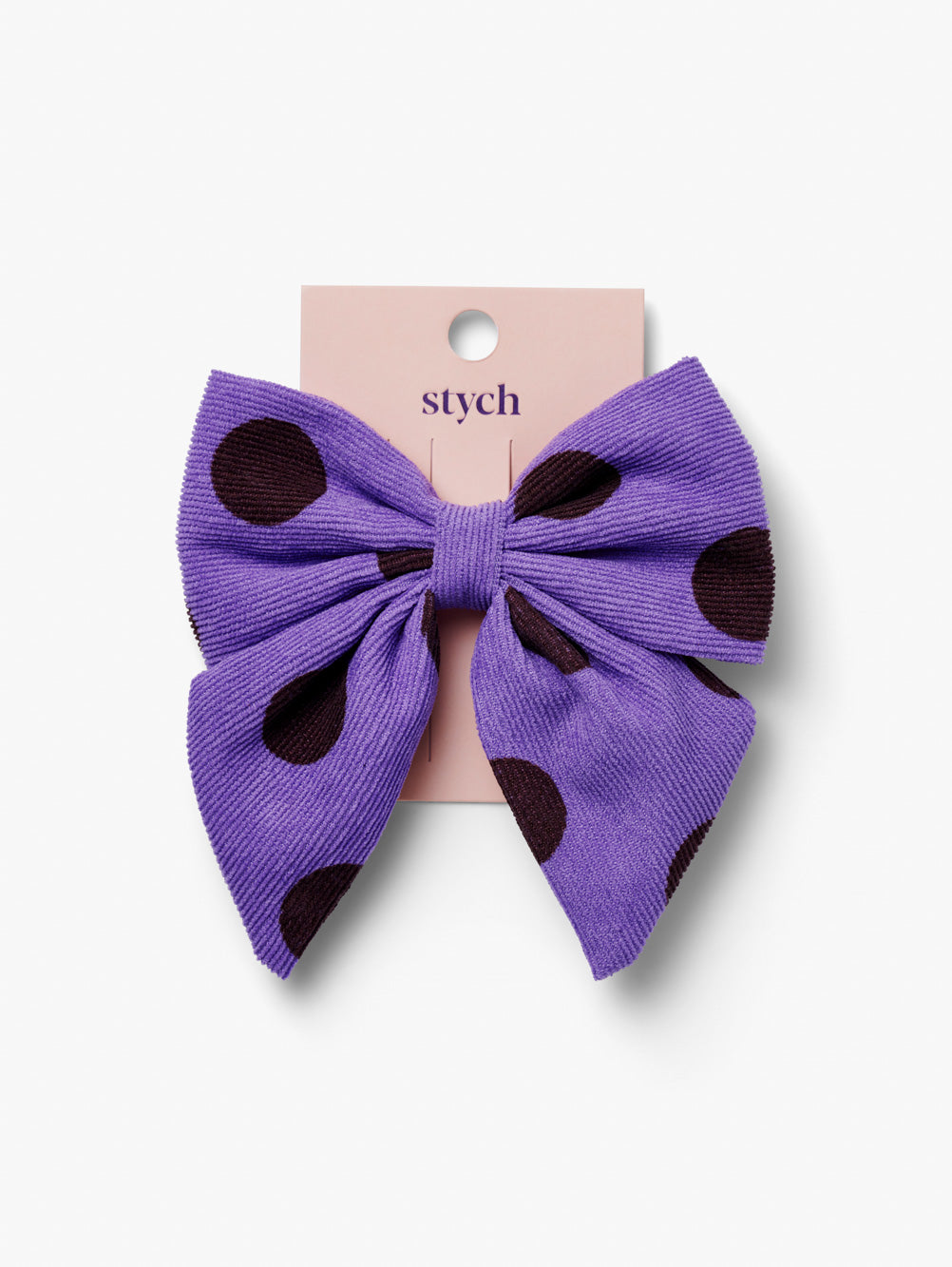 Polka Dot Statement Hair Bow Clip Purple
