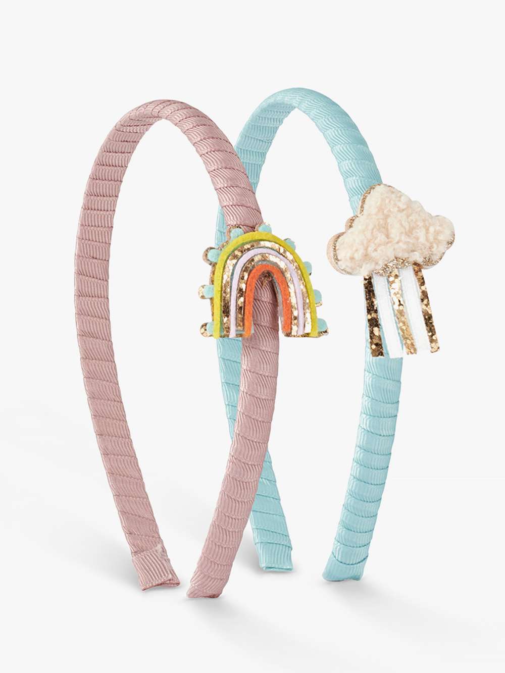 Stych Girls 2 pk Pastel Colour Headbands With Rainbow & Cloud Patch 