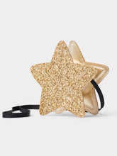Load image into Gallery viewer, Stych Girl&#39;s Gold Glitter &amp; Iridescent Star Crossbody Bag With zip Closure