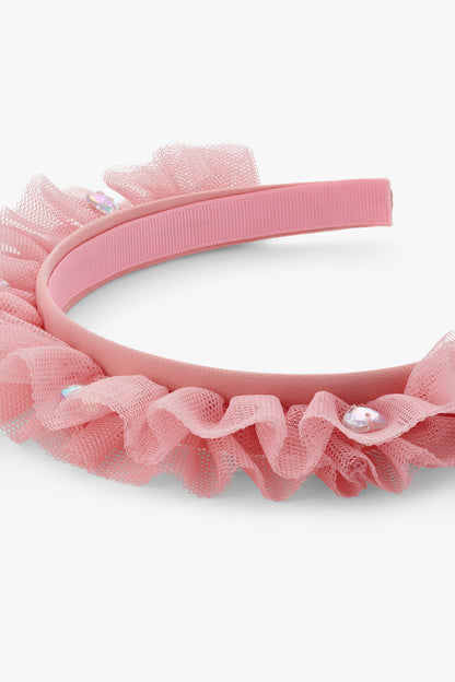Pink Tulle and Gem Headband