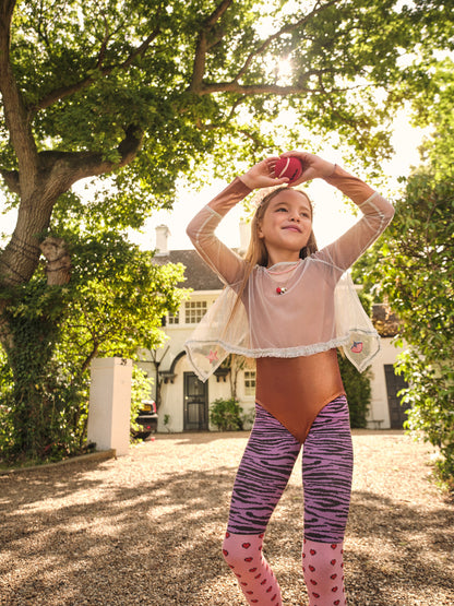 Heart and Zebra Stripe Tights