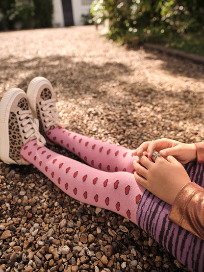 Heart and Zebra Stripe Tights