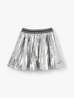 Stych Girl's Silver Metallic Pleated Skirt With Shiny Elasticated Waistband Ages 3-5 & 6-8 years