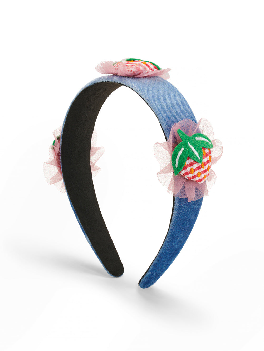 Strawberry Embroidered Tulle Patch Headband