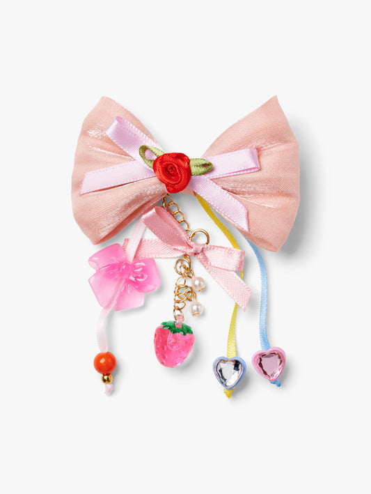 Pink Statement Charm Bow Hair Clip