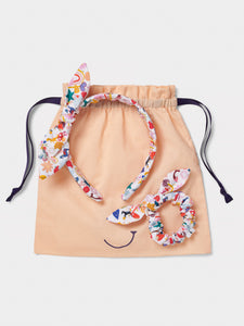 Stych Girl's Heritage Print Fabric Headband & Scrunchie Hair Gift Bag 