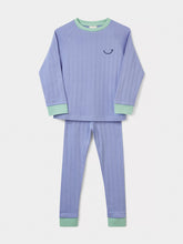 Load image into Gallery viewer, Stych Girl&#39;s Blue Pointelle Fabric 2 piece Pyjama Set 3 sizes 3-4 5-6 &amp; 7-8 years 