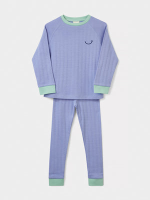 Stych Girl's Blue Pointelle Fabric 2 piece Pyjama Set 3 sizes 3-4 5-6 & 7-8 years 