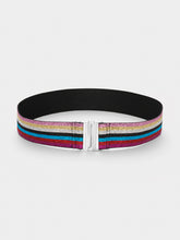 Load image into Gallery viewer, Stych Girl&#39;s Rainbow Glitter Lurex Elasticated Belt With Buckle Closure 