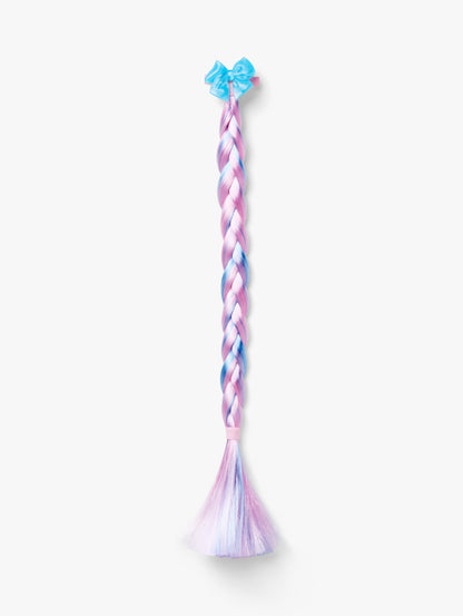 Stych Girls Pink & Blue colour plaited faux hair and bow hair clip 
