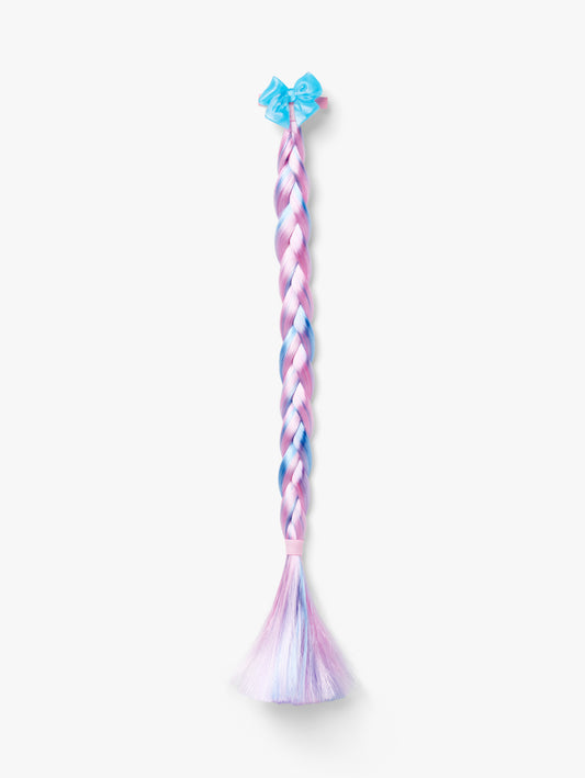 Stych Girls Pink & Blue colour plaited faux hair and bow hair clip 