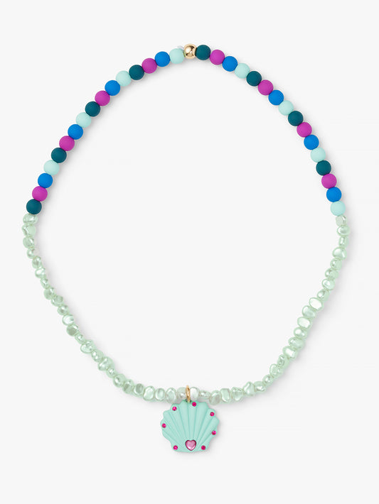 Seashell and Pearlized Bead Necklace